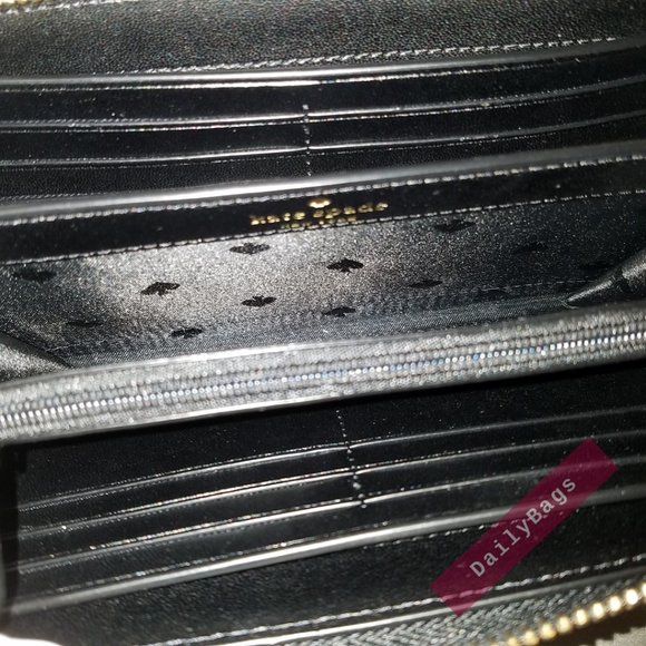 NWT KATE SPADE 100% AUTHENTIC MEOW CAT CONTINENTAL WALLET BLACK WHITE LEOPARD - Picture 6 of 7